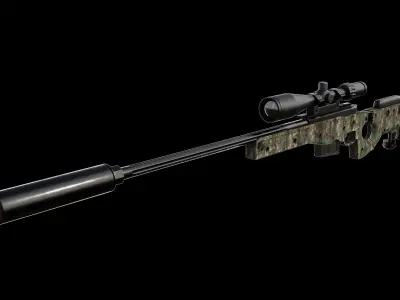 AWM Sniper Rifle High Poly 3D model 3D model