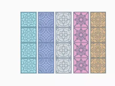 Set x 5 Reglas Marcadoras Mayolica Mosaico Ceramica Arcilla  3D model