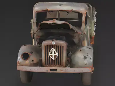 WWII German Opel Blitz Truck Wreck 3D Model 3D Model Low-poly 3D model