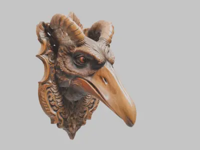 Stylized Bird Skull head wall mount Mask 3D Model Low-poly 3D model