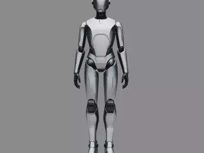 Polished Silver Minimalist Humanoid Robot 3D model