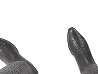 Black Western Boots 3D model