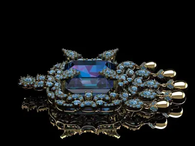 Blue Rhinestone Drop Earrings 3D print model purchase