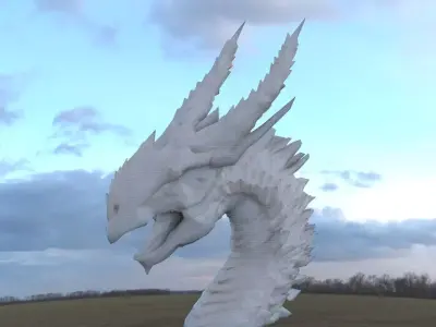 Dragon head rough tall 3D model