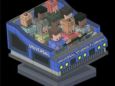 Universal Ride Vehicle Animated polyplanet Low-poly 3D model