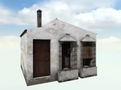 Old High-Quality 3D Colonial House Low-poly 3D model 2