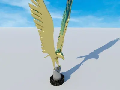 Eagle -bird- golden and silver Statue 3D model