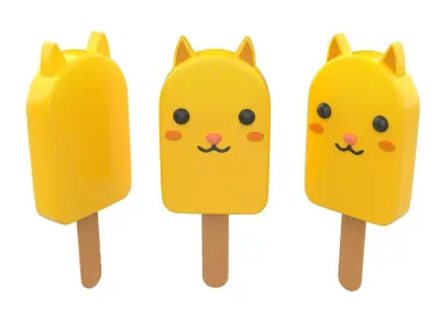 Cartoon Cat Ice Cream Cute Low-poly 3D model
