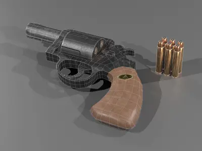 Low Poly Game Ready SnubNose Pistol Low-poly 3D model