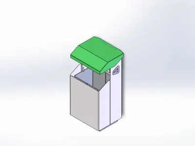  Anti-vandal trash can with cleaner organizer 3D model