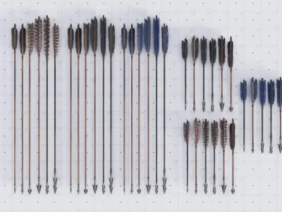 Arrows And Bolts - 36 Types - 3D AssetKit 3D model