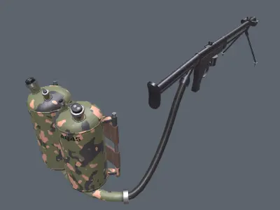 Type-02C Chinese Flamethrower Low-poly 3D model