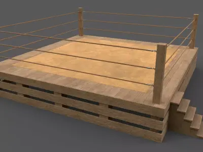 PBR Modular Wood Basic Wrestling Rings 20ftx20ft Low-poly 3D model
