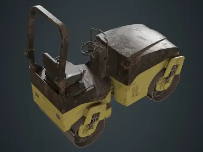 Road Roller 1B Low-poly 3D model
