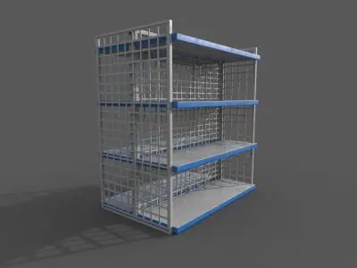 Shop market double rack shelf Low-poly 3D model