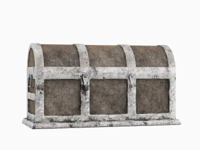 Wooden Treasure Chest Set Low-poly 3D model