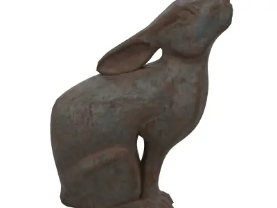Rabbit rusted statues Low-poly 3D model