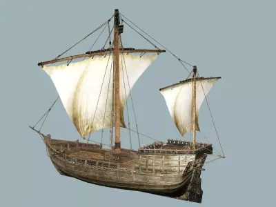 Galeon Ship X1 Game-Ready Low Poly 3D Model Low-poly 3D model