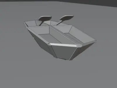 Lowpoly wooden boat Low-poly 3D model