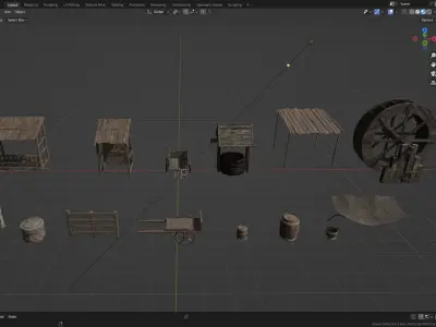 Medieval Fantasy Props Pack  30 Assets  Blender  FBX 4K Textures Low-poly 3D model