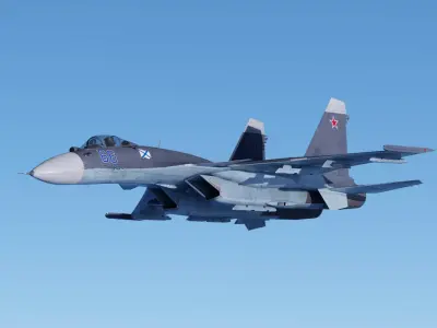 Soukhoi Su-33 Fully-Rigged Animated Game Ready Low-poly 3D model