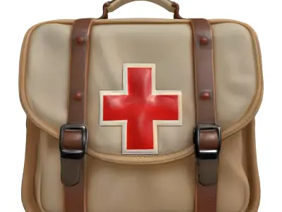 Vintage Military First Aid Kit Low-poly 3D model
