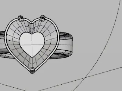 Anello con pietra a cuore Free 3D model