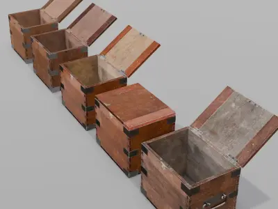 Wooden Box Pack Low-poly 3D model