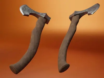 Medieval Axe Low-poly 3D model 17