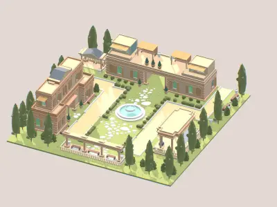 ethnic building  01 Low-poly 3D model