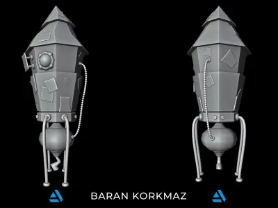 Rickety Rocket Low-poly 3D model