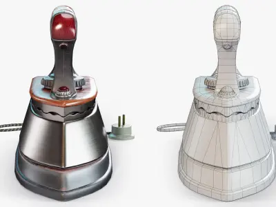 Iron Steam Vintage  Low-poly 3D model
