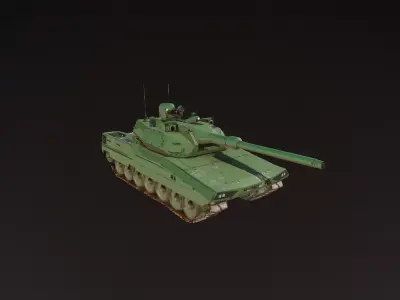 Modern Battle Green Army Tank 3D Model Low-poly 3D model