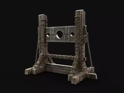 MEDIEVAL WOODEN PILLORY STOCKS TORTURE TORMENT AAA Low-poly 3D model