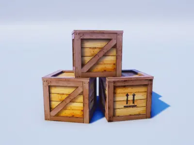 Cartoon Prop Essentials - Wooden Crates Low-poly 3D model