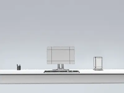 Study and computer table Free low-poly 3D model