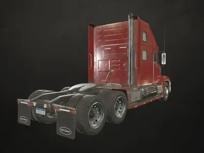 Semi Truck Tractor - Red Low-poly 3D model