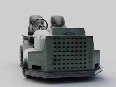 Roofless sparsely-rusty tug Low-poly 3D model