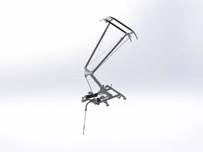 Pantograf metal arm with hook 3D model