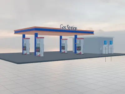 Gas Station  Low-poly 3D model purchase
