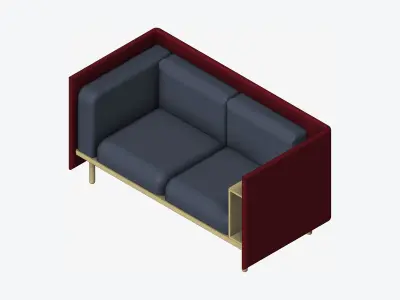 Sofa - Contemporary - Flame - Small - Armrest Shelf - Right Low-poly 3D model