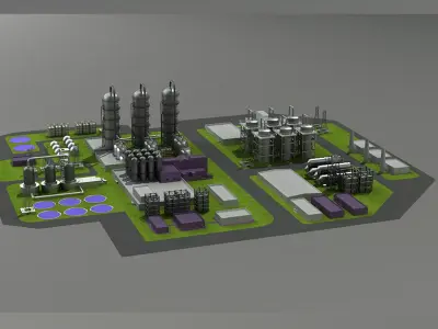 platform factory industrial tower nuclear gas construction 3D model