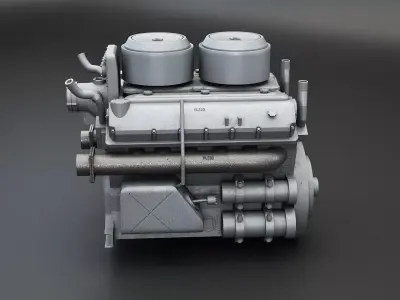 WWII V12 Tank Engine 3D model