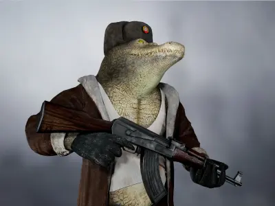 Bored Crocodile Low-poly 3D model