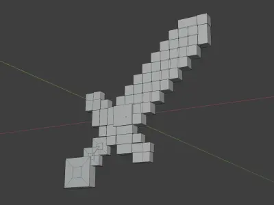 The voxel melee military Low-poly 3D model