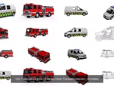 City Traffic Vehicle Pack 18 Models Urban Transport Collection