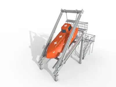 FREE-FALL LIFEBOAT Low-poly 3D model