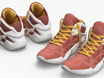  Futuristic Athletic Sneakers with Contrast Sole Coral Red 