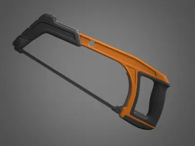 Hacksaw orange and saw Low-poly 3D model