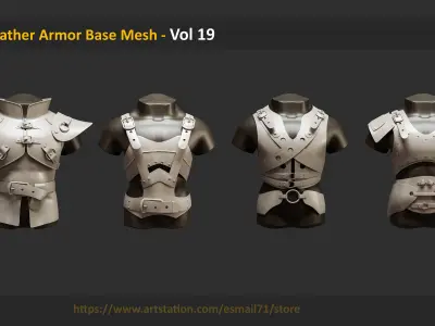20 Leather Armor Base Mesh - Vol 19 Low-poly 3D model